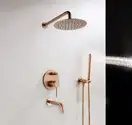 Душевая система с изливом REA LUNGO ROSE GOLD + BOX скрытого монтажа (REA-P6610)