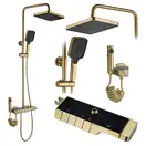 Душевой гарнитур REA ROB BRUSHED GOLD с термостатом и изливом (REA-P6623)