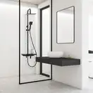 Душовий гарнітур Yoka OSLO 25 BLACK черный з полицею та краном (BP.OSLO 25 BLK)
