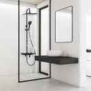 Душовий гарнітур Yoka OSLO 30 BLACK черный з полицею та краном (BP.OSLO 30 BLK)