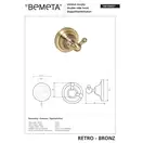 144106037 Retro Гачок подвійний бронза, Bemeta (144106037)