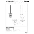 104113015 NEO: Щітка WC, підвісна (скло), біла щітка Bemeta Чехія (104113015)