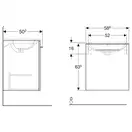 Тумба под раковину Geberit Selnova Square slim rim 53,8 см, белый глянцевый (501.216.00.1)