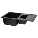 Кухонная мойка с дополнительной чашей Qtap CS 7648 Black (QT7648BLA404)