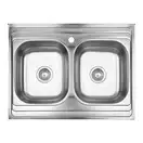 Кухонная мойка с двумя чашами Lidz 6080 0,8 мм Decor (LIDZ6080DEC08)
