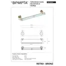 144102267 Retro Поличка скляна 600мм(бронза), Bemeta (144102267)