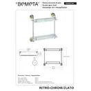 144202128 Retro Поличка подвійна (скло,золото/хром), Bemeta (144202128)