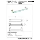 144202268 Retro Поличка скляна 600мм(золото/хром), Bemeta (144202268)
