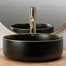 Умивальник (раковина) REA SAMI BLACK MAT GOLD EDGE накладний чорний (REA-U0595)