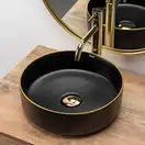 Умивальник (раковина) REA SAMI BLACK MAT GOLD EDGE накладний чорний (REA-U0595)