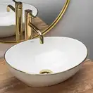 Rea Sofia Gold Edge Раковина накладна, біла з золотом (REA-U3287)