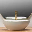 Rea Sofia Gold Edge Раковина накладна, біла з золотом (REA-U3287)