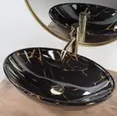 Умывальник (раковина) REA PAMELA BLACK MARBLE SHINY накладной (REA-U5067)