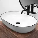 Умывальник (раковина) REA CLEO 61 WHITE BLACK EDGE накладний білий (REA-U6210)