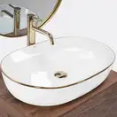 Умывальник (раковина) REA CLEO 61 WHITE GOLD EDGE накладний білий (REA-U6211)