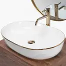 Умывальник (раковина) REA CLEO 61 WHITE GOLD EDGE накладний білий (REA-U6211)