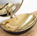 Умывальник (раковина) REA ROYAL IN GOLD MARBLE BLACK MATТ накладной (REA-U8007)