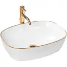 Rea Sol White Gold Edge Умивальник накладний, білий (REA-U8605)