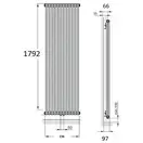 Стальной трубчатый радиатор Zehnder Charleston Black Matt (2180-16 0557) фото 2 Aquada.com.ua