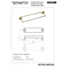 144104237 Retro Тримач для рушників подвійний 600мм(бронза), Bemeta (144104237)