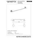 144204048 Retro Тримач для рушників 600мм(золото/хром), Bemeta (144204048)