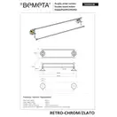 144204238 Retro Тримач для рушників подвійний 600мм(золото/хром), Bemeta (144204238)