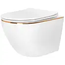 Подвесной унитаз REA CARLO WHITE MINI FLAT GOLD EDGE белый (REA-C1222)