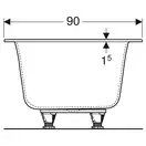Ванна акриловая 190 х 90 х h46,5 см Geberit Soana, slim rim, Duo в комплекте с ножками 554.005.01.1