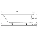 Ванна акриловая 170 х 75 х h46,5 см Geberit Soana, slim rim в комплекте с ножками 554.014.01.1