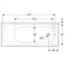 Ванна акриловая 170 х 75 х h46,5 см Geberit Soana, slim rim в комплекте с ножками 554.014.01.1
