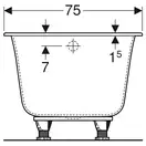 Ванна акриловая 170 х 75 х h46,5 см Geberit Soana, slim rim в комплекте с ножками 554.014.01.1