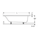 Ванна акриловая 170 х 75 х h46,5 см Geberit Tawa, slim rim в комплекте с ножками 554.121.01.1