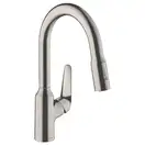 Кухонный смеситель 180, с вытяжным душем, 2jet Hansgrohe Focus M42 (цвет - сталь) 71801800