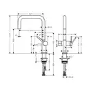 Кухонный смеситель U 220, с запорным вентилем, 1jet Hansgrohe Talis M54 (цвет - сталь) 72807800