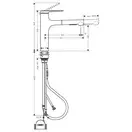 Кухонный смеситель, с вытяжным душем, 2 вида струи, sBox lite Hansgrohe Zesis M33 (цвет - сталь) 74804800