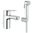 Смеситель для раковины с гигиеническим душем Grohe Bau Edge DN 15 S-SIZE (цвет - хром) (23757000) фото 1 Aquada.com.ua