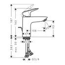 Смеситель для раковины 100 Hansgrohe Logis (цвет - хром), с металлическим сливным гарнитуром 71171000