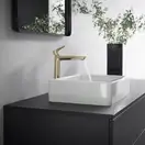 Смеситель для раковины высокий Hansgrohe Talis E (цвет - шлифованная бронза), без донного клапана 71717140