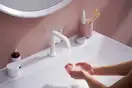 Смеситель для раковины 110 Fine CoolStart Hansgrohe Tecturis S (цвет - белый матовый), с донным клапаном 73323700
