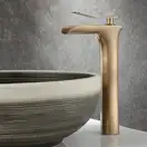 Смеситель для раковины (умывальника) REA LAGUNA ANTIQUE BRUSHED GOLD высокий (REA-B8120)