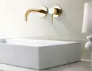 Смеситель для раковины (умывальника) REA LUNGO GOLD золотой настенный скрытого монтажа (REA-B8559)