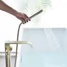 Смеситель для ванны REA CARAT BRUSHED GOLD золотой матовый напольный (REA-B6522)
