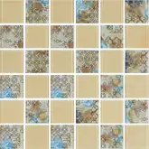 КОТТО КЕРАМІКА Мозаїка скляна GMP 0448029 СC print 34/ral 1014 300x300 (кубик 4,8х4,8) Кераміка Лео УКРАЇНА