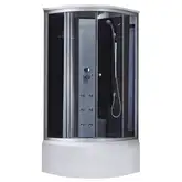 Набор Lidz гидромассажный бокс Tani SBM90x90.SAT.HIGH.GR, стекло тонированное 4 мм + поддон с панелью Kupala (LTSBM9090SATHIGHGR2SET)