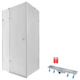 Набор Qtap душевая кабина Capricorn CRM1018RC6 100х80, стекло Clear 6 мм + трап линейный Dry FB304-600 с сухим затвором и нержавеющей решеткой 600х73 мм (QTDRYFB304600CAPCRM1018RC6)