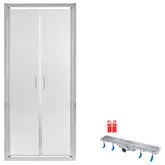 Набор Qtap дверь в нишу Gemini CRM209.C6 90х190 см, стекло Clear 6 мм, покрытие CalcLess + трап линейный Dry FB304-600 с сухим затвором и нержавеющей решеткой 600х73 мм (QTDRYFB304600GEMCRM209C6)