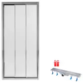 Набор Qtap дверь в нишу Unifold CRM208.C4 78-81x185 см, стекло Clear 4 мм, покрытие CalcLess + трап линейный Dry FB304-600 с сухим затвором и нержавеющей решеткой 600х73 мм (QTDRYFB304600UNICRM208C4)