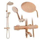 Душевой гарнитур REA LUNGO ROSE GOLD с термостатом и изливом (REA-P6606)