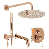Душевая система с изливом REA LUNGO ROSE GOLD + BOX скрытого монтажа (REA-P6610)