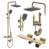 Душевой гарнитур REA HELIX BRUSHED GOLD с изливом (REA-P6621)